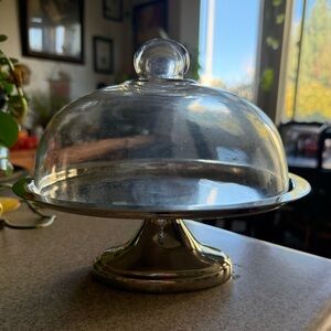 Oval Glass & Silver Cupcake Stand Never Used